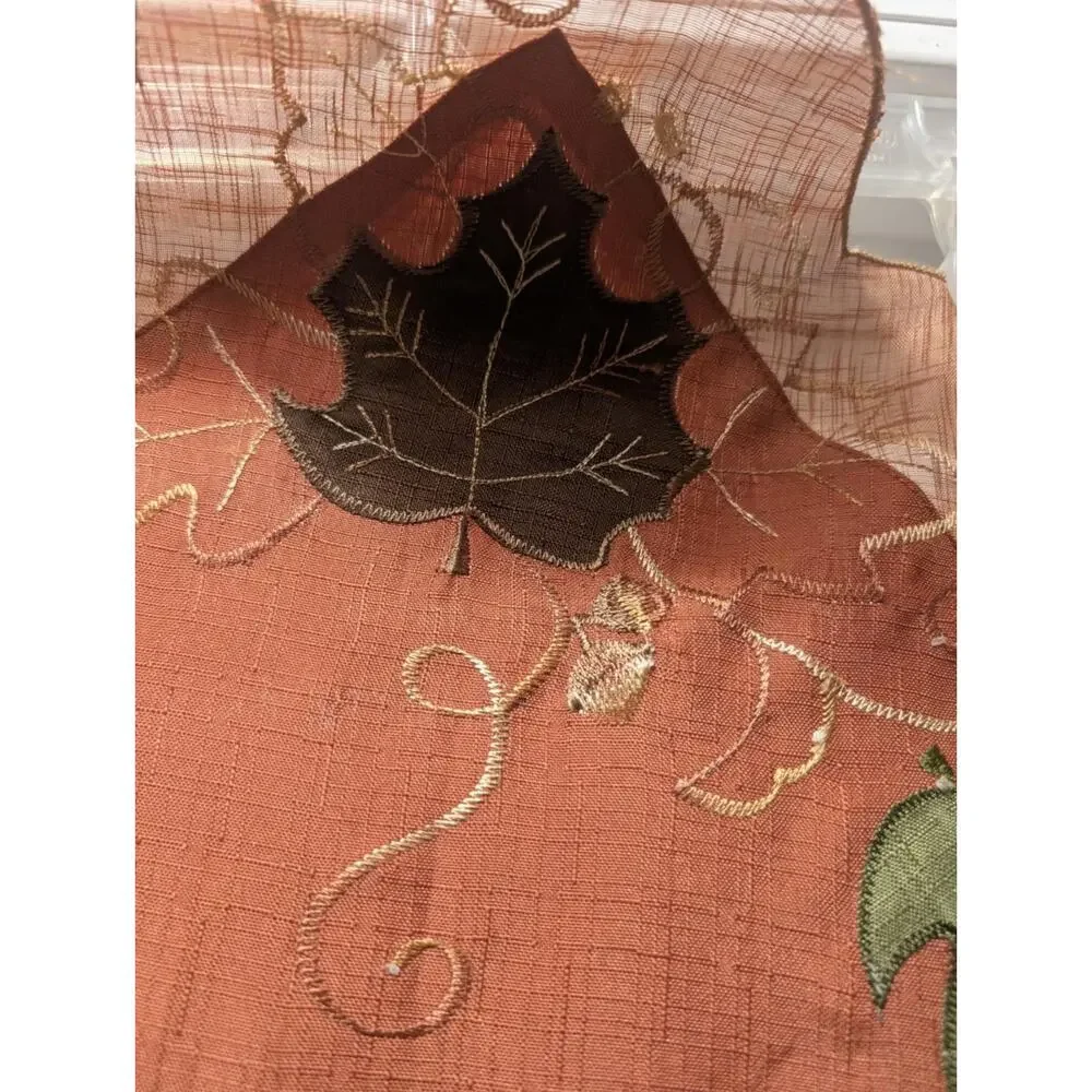 Vintage Autumn Fall Leaves Embroidered Table Runner Thanksgiving 69
